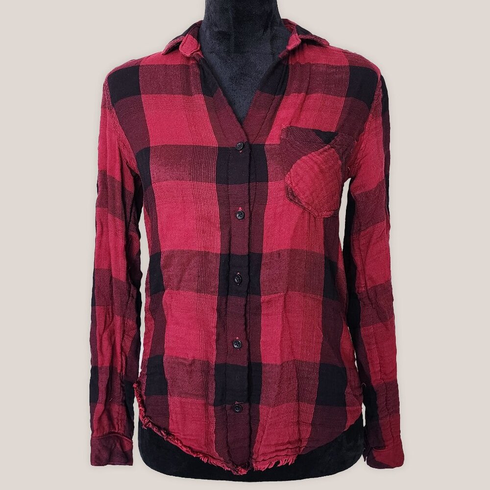 CLOTH & STONE Anthropologie Red & Black Plaid Buffalo Button Shirt Top